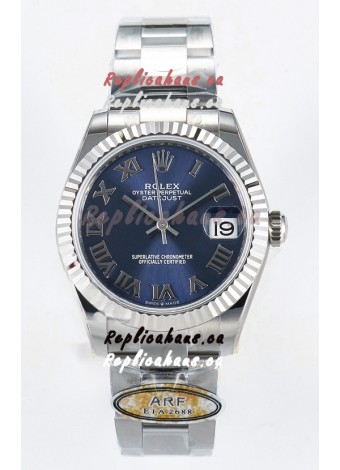 Rolex Super Clone Datejust ETA 2688 Movement 31MM Stainless Steel Blue Roman Dial Watch 
