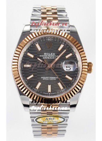 Rolex Super Clone Datejust ETA 3235 Movement 41MM Two Tone Rose Gold Plating Fluted Dial Watch