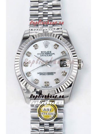 Rolex Super Clone Datejust ETA 2688 Movement 31MM Stainless Steel Pearl Dial Watch 