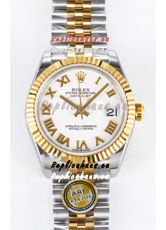 Rolex Super Clone Datejust ETA 2688 Movement 31MM Two Tone Yellow Gold Swiss White Dial