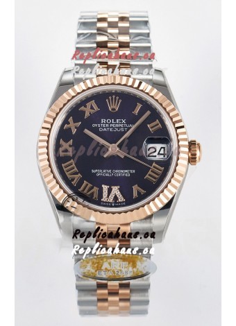 Rolex Super Clone Datejust ETA 2688 Movement 31MM Two Tone Rose Gold Swiss Purple Dial