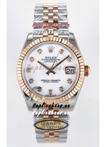 Rolex Super Clone Datejust ETA 2688 Movement 31MM Two Tone Rose Gold Swiss White Dial