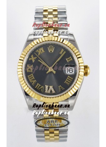 Rolex Super Clone Datejust ETA 2688 Movement 31MM Two Tone Yellow Gold Swiss Grey Dial