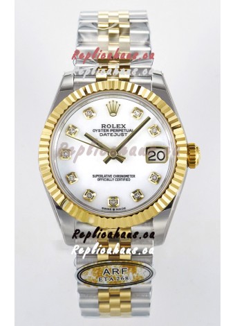 Rolex Super Clone Datejust ETA 2688 Movement 31MM Two Tone Yellow Gold Swiss White Dial
