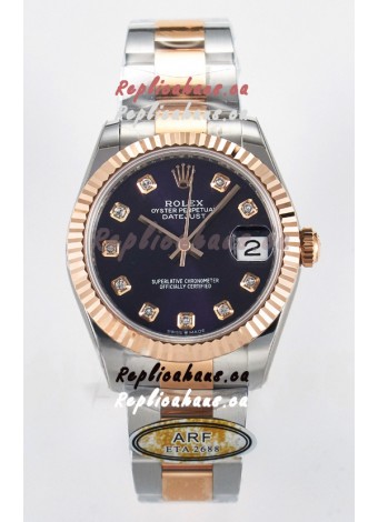 Rolex Super Clone Datejust ETA 2688 Movement 31MM Two Tone Rose Gold Swiss Purple Dial