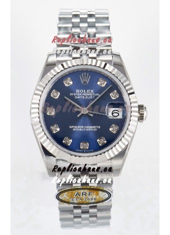 Rolex Super Clone Datejust ETA 2688 Movement 31MM Stainless Steel Blue Dial Watch 
