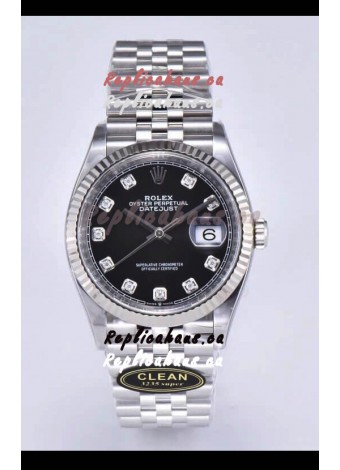 Rolex Datejust 126234 36MM Swiss Replica in 904L Steel in Black Dial 1:1 Mirror Replica