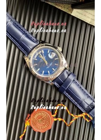 Rolex Day Date 904L Steel Casing Watch in Blue Dial 36MM - 1:1 Mirror Quality 