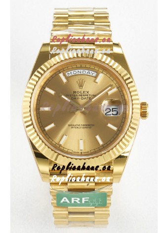 Rolex Day Date Super Clone 18K Yellow Gold Watch 40MM - Gold Dial 1:1 Mirror Quality