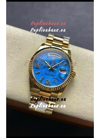 Rolex Day Date Turquoise Set 18K Yellow Gold Watch 36MM - 1:1 Mirror Replica Watch 