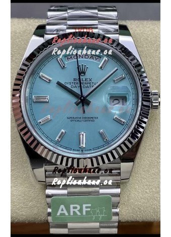 Rolex Day Date 904L Stainless Steel Tiffany Blue Stick Dial Watch 40MM - 1:1 Mirror Quality