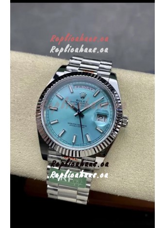 Rolex Day Date 904L Stainless Steel Tiffany Blue Stick Dial Watch 40MM - 1:1 Mirror Quality