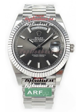 Rolex Day Date Presidential Stainless Steel Grey Dial Watch 40MM - 1:1 Mirror Quality