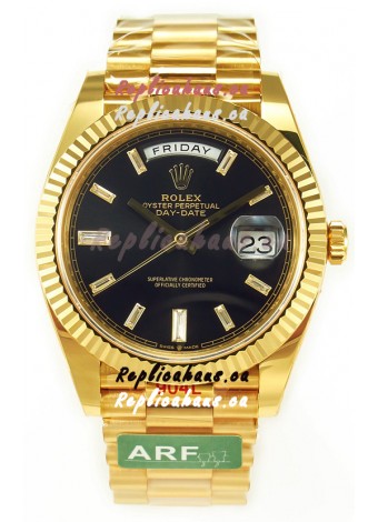 Rolex Day Date Presidential 18K Yellow Gold Watch 40MM - Black Dial 1:1 Mirror Quality