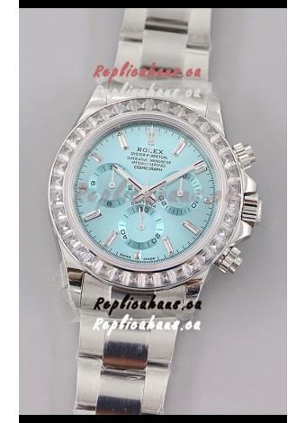 Rolex Cosmograph Daytona ICE Blue Dial Diamonds Bezel Cal.4130 Movement - 904L Steel Watch