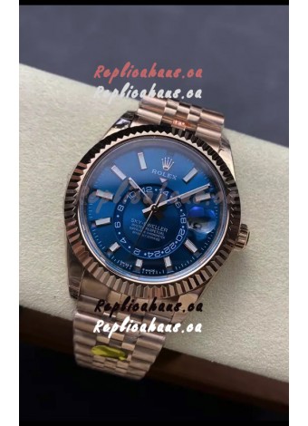 Rolex Sky-Dweller REF# 336935 Blue Dial Watch in Rose Gold 904L Steel Case 1:1 Mirror Replica