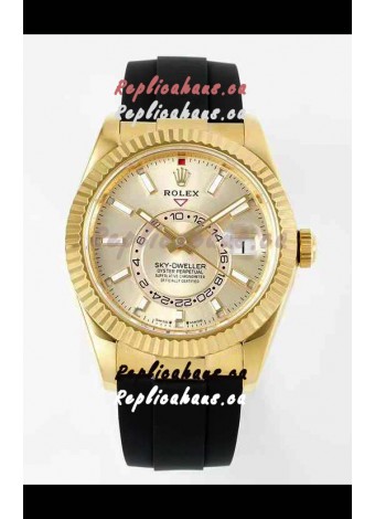 Rolex Sky-Dweller REF# 336935 Gold Dial Watch in Yellow Gold 904L Steel Case 1:1 Mirror Replica