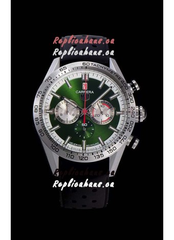 Tag Heuer Carrera Swiss Quartz Movement Replica Watch in Green Dial - Black Rubber Strap