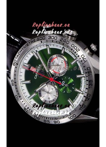 Tag Heuer Carrera Swiss Quartz Movement Replica Watch in Green Dial - Black Leather Strap