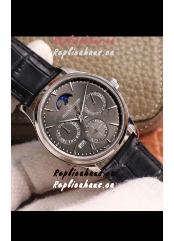 Jaeger LeCoultre Master Ultra-Thin Perpetual Calendar Grey Dial Swiss Replica Watch 
