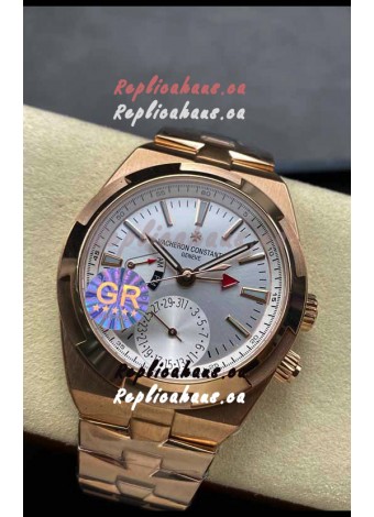 Vacheron Constantin Overseas Dual Time Rose Gold 1:1 Mirror Swiss Replica Watch in Steel Dial