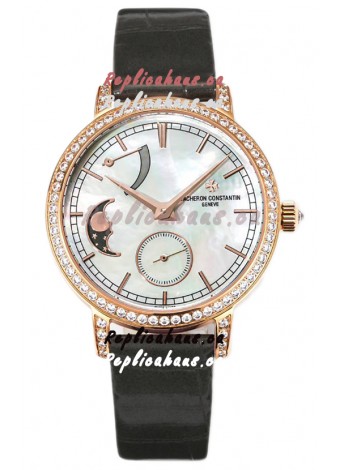 Vacheron Constantin Traditionelle Moon Phase Mother of Pearl Dial in Rose Gold Swiss Replica