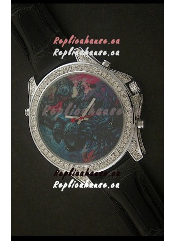 Five Time Zones J&C Imitations Japanese Watch in Full Diamonds