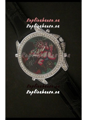 Five Time Zones J&C Imitations Japanese Watch in Full Diamonds