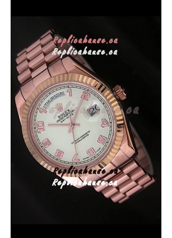 Rolex Day Date Japanese Replica Steel Watch in Arabic Markers
