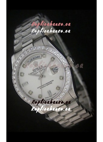 Rolex Day Date Just Japanese Replica Watch in White Dial
