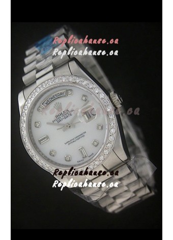 Rolex Day Date Just Japanese Replica Watch in White Dial