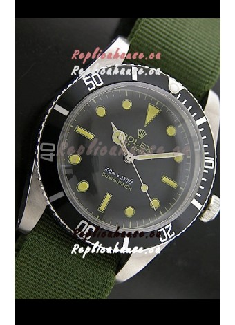 Rolex Submariner Swiss Replica Watch in Domed Crystal Green Nylon Strap