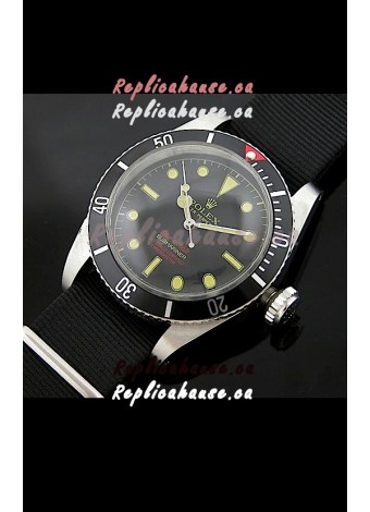 Rolex Submariner Swiss Replica Watch in Domed Crystal Black Nylon Strap