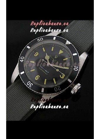 Rolex Submariner Swiss Replica Watch in Domed Crystal Grey Nylon Strap