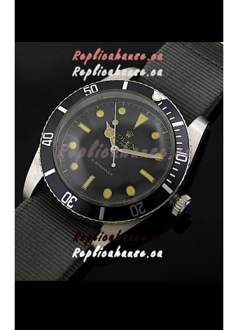 Rolex Submariner Swiss Replica Watch in Domed Crystal Grey Nylon Strap