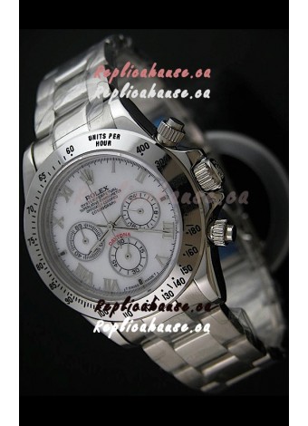 Rolex Daytona Japanese Replica Steel Watch in White Dial