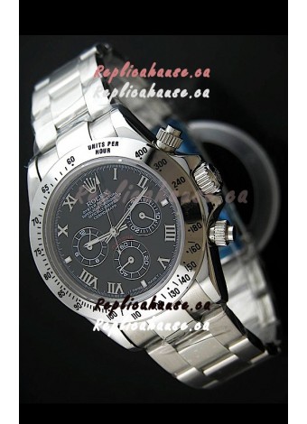 Rolex Daytona Japanese Replica Steel Watch in Black Dial