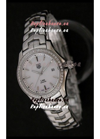 Tag Heuer Link Swiss Ladies Watch in Mother of Pearl White Dial