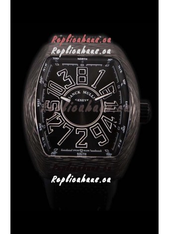 Franck Muller Vanguard Carbon Casing Black Indexes Swiss Watch