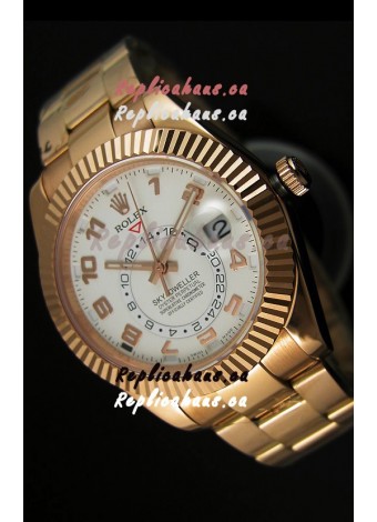 Rolex Sky-Dweller 18K Rose Gold Watch in White Dial Arabic Numerals