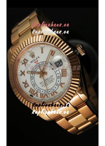 Rolex Sky-Dweller 18K Rose Gold Watch in White Dial Roman Numerals