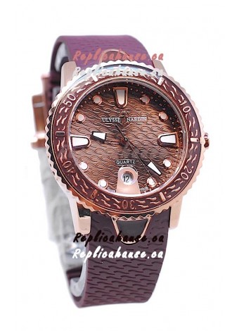 Ulysse Nardin Lady Diver Replica Watch in Gold Casing