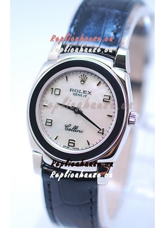 Rolex Cellini Cestello Ladies Swiss Watch in White Pearl Face