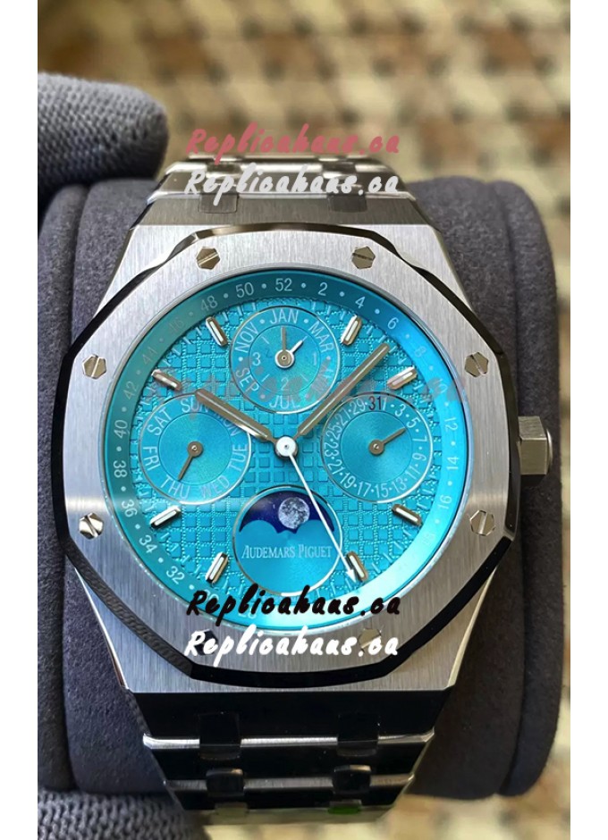 RHAUSCA202305 233 Audemars Piguet Royal Oak Perpetual Calendar Swiss Replica 904L Steel in Cyan Blue Dial