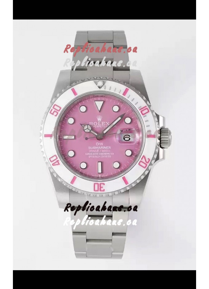 RHCADY4023 359 Rolex Submariner DiW Stainless Steel Casing White Ceramic Bezel Pink Dial Edition Watch