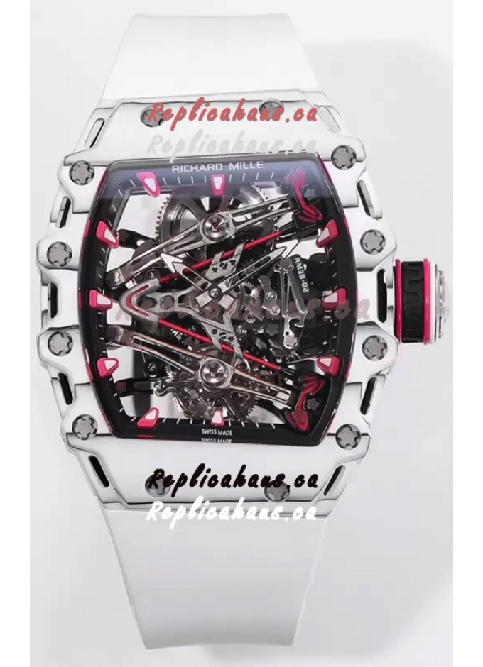THEHAUSCA102024 9385 Richard Mille RM38 02 White Carbon Bubba Watson White Rubber Tourbillon Movement 1 1 Mirror Replica