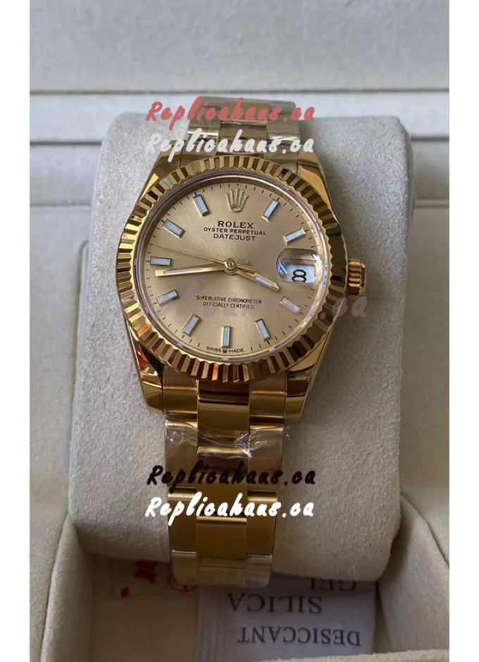 THEHAUSCA102024 8672 Rolex Datejust 278278 31MM Swiss Replica in 904L Steel Yellow Gold Casing in Stick Markers 1 1 Mirror Quality