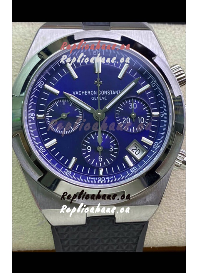 RHAUSCA202305 416 Vacheron Constantin Overseas Chronograph 904L Steel Blue Dial Swiss Replica Watch Rubber Strap