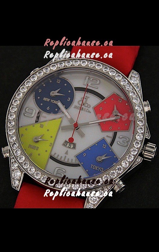 Five Time Zones Jacob Co. Watch in Multicolour Dial Shipping From Canada for just 199 USD