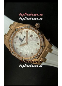 Audemars Piguet Royal Oak Ladies Quartz Replica Watch in Pink Gold Case
